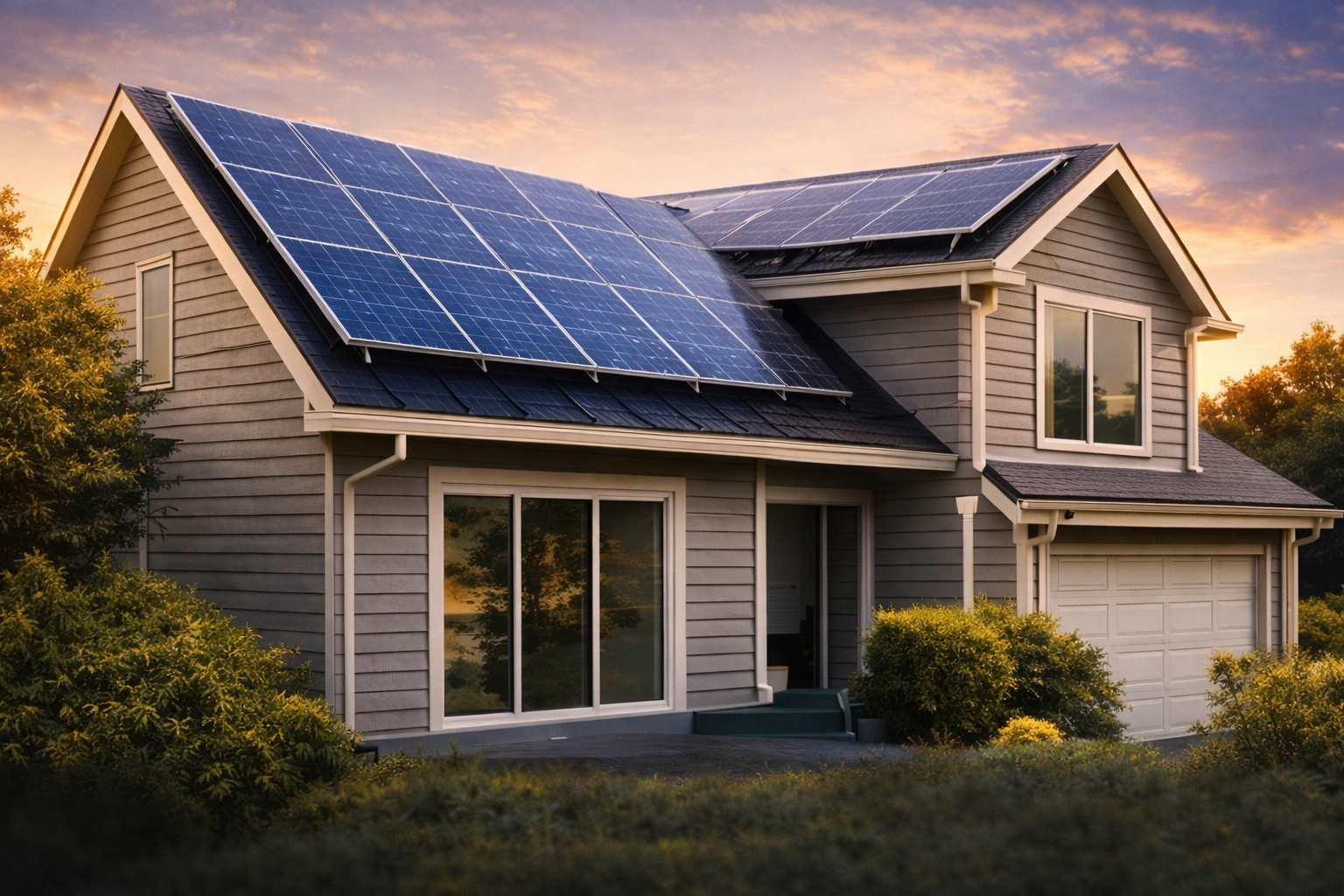 Residential solar panel cleaning on a home rooftop